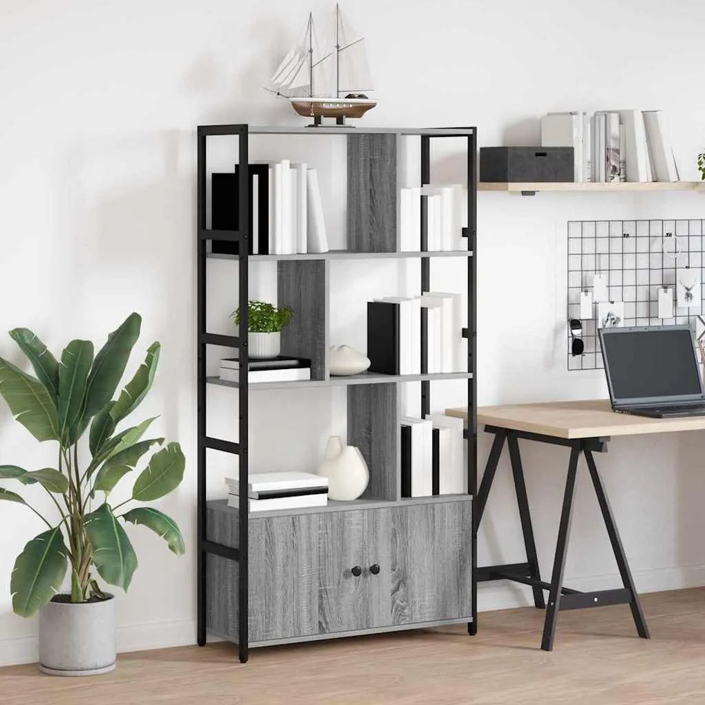 vidaXL Ράφι Βιβλίων Γκρι sonoma 80 x 30 x 155.5 εκ Επεξεργασμένο ξύλο