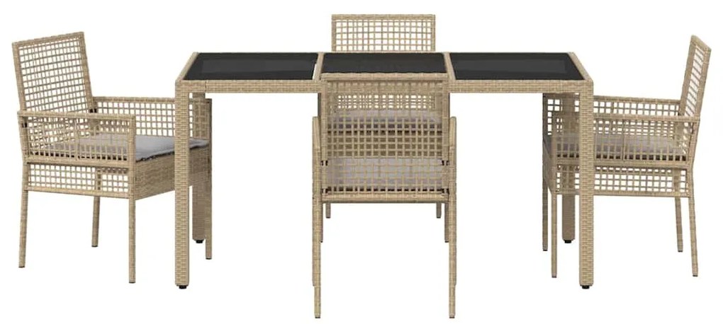 vidaXL Σέτ φαγητού για κήπο 5 pcs Μπεζ συνθετικό ρατάν