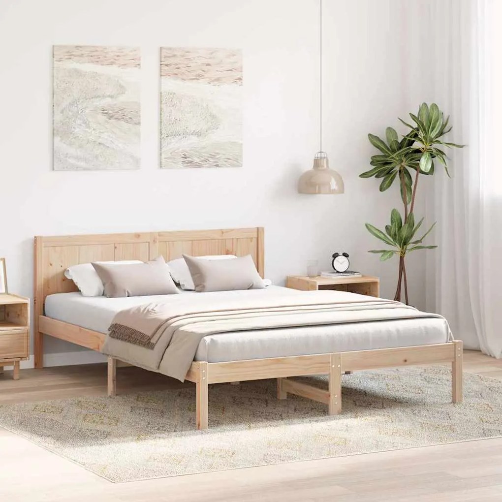 vidaXL Σκελετός Κρεβατιού Καφέ 160 x 200 cm Μασίφ ξύλο πεύκου