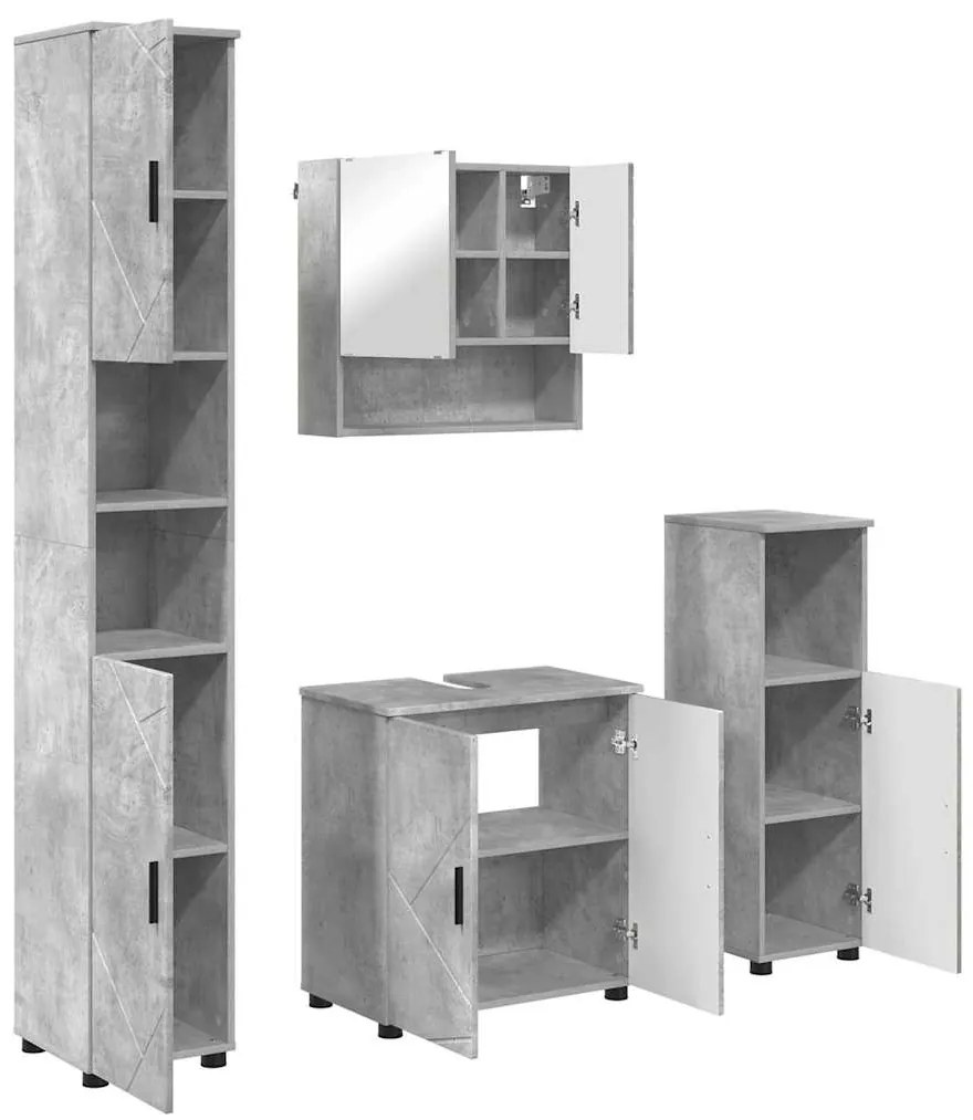 vidaXL Σετ Επίπλων Μπάνιου 4 pcs Γκρι σκυροδέματος 61 x 35 x 64 εκ.