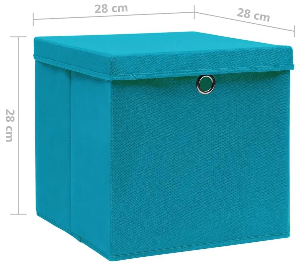 Κουτιά Αποθήκευσης με Καπάκια 10 τεμ. Γαλάζια 28 x 28 x 28 εκ. - Μπλε