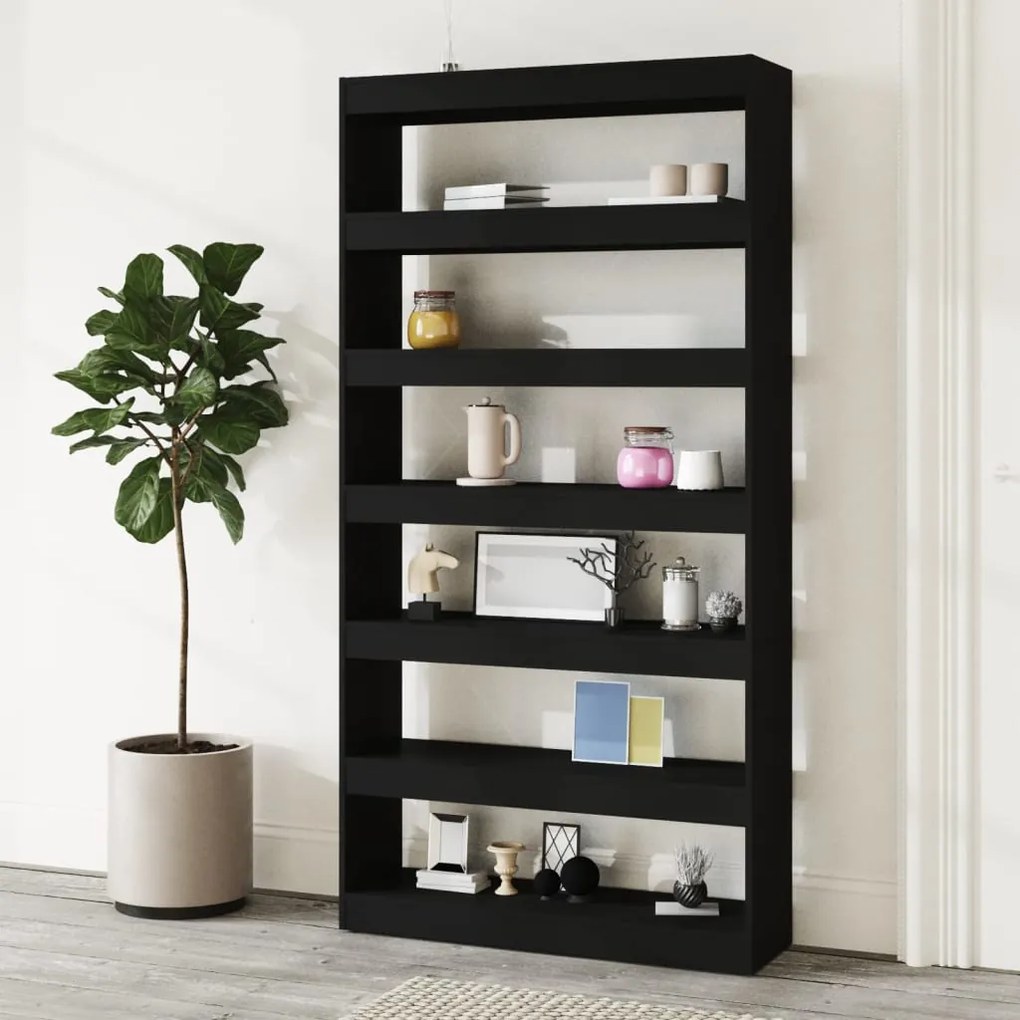 vidaXL Βιβλιοθήκη/Διαχωρ. Χώρου Μαύρο 100x30x198 εκ Επεξεργασμένο Ξύλο