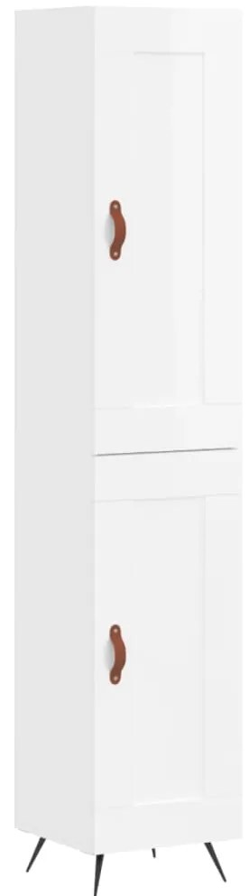vidaXL Ντουλάπι Γυαλ. Λευκό 34,5 x 34 x 180 εκ. από Επεξεργασμένο Ξύλο