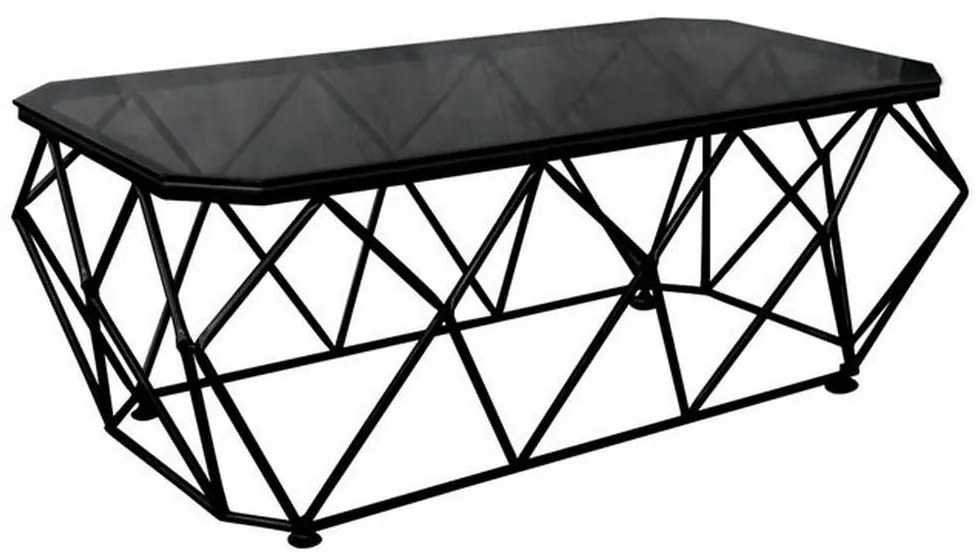 Τραπεζάκι Σαλονιού Acton ΕΜ523,1 123x63x44cm  Black-Smoke Metal, Glass