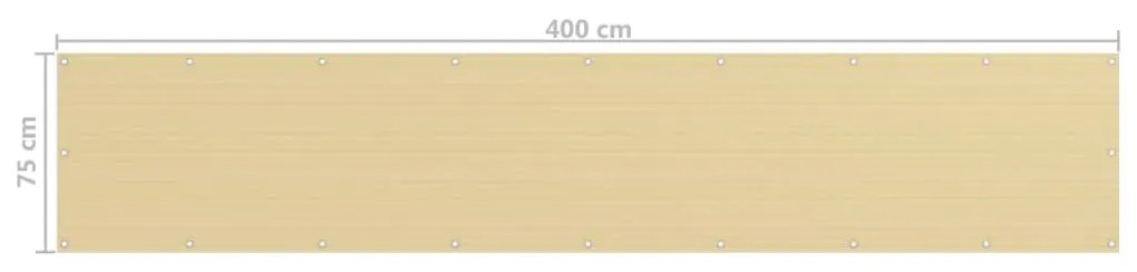 vidaXL Διαχωριστικό Βεράντας Μπεζ 75 x 400 εκ. από HDPE
