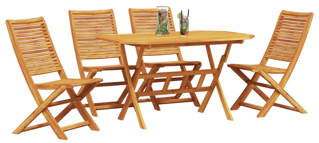 vidaXL Σετ Εξωτερικής Τραπεζαρίας 5 pcs Φυσικό Ξύλο