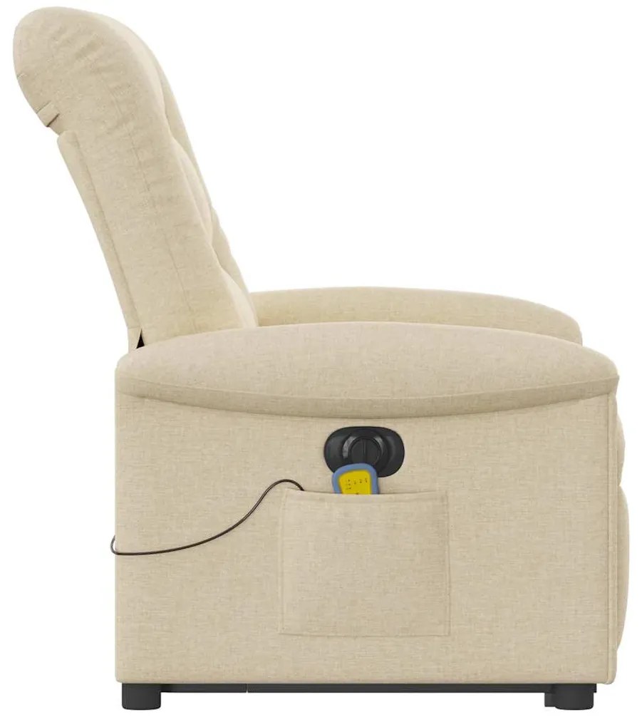 vidaXL Πολυθρόνα Μασάζ Ηλεκ. Ανακλινόμενη με Ανύψωση Κρεμ Υφασμάτινη