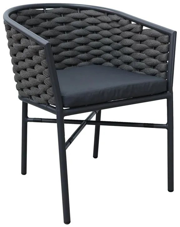 Καρέκλα - Πολυθρόνα Noevo αλουμινίου-pp στοιβαζόμενη με γκρι σκελετό και μαξιλάρι 57x62x77 εκ. 57x62x76 εκ.