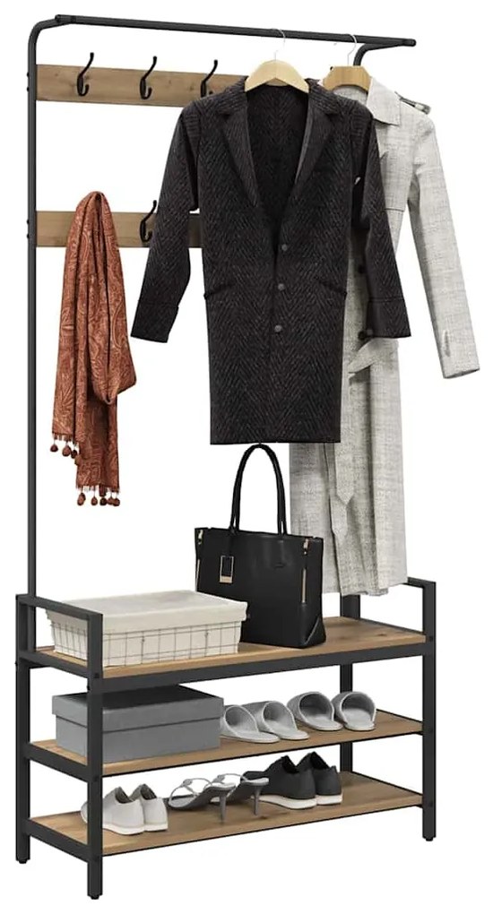 vidaXL Κρεμάστρα Artisan Oak 95 x 34 x 184 εκ Επεξεργασμένο ξύλο