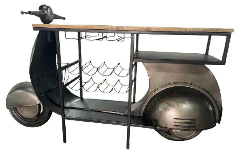 SCOOTER ΚΟΝΣΟΛΑ BAR GUNMETAL ΦΥΣΙΚΟ 183x51xH102cm - 05-0723