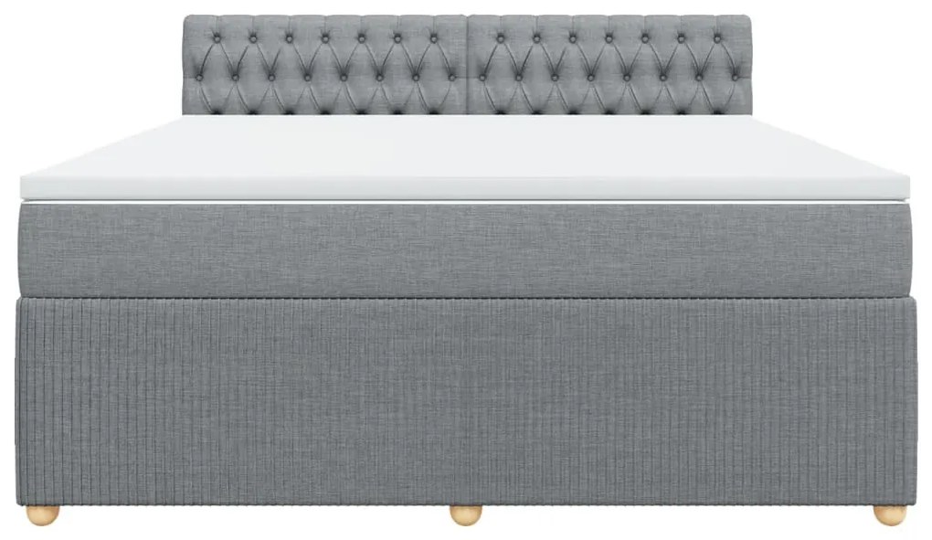 Κρεβάτι Boxspring με Στρώμα Ανοιχτό Γκρι 180x200 εκ. Υφασμάτινο - Γκρι