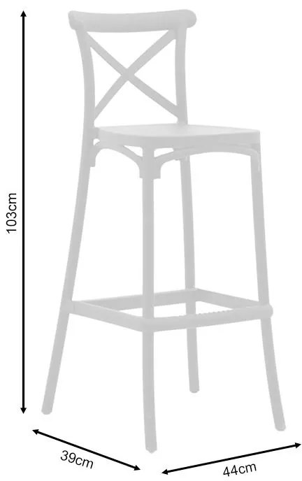 Σκαμπό μπαρ Crossie pp λευκό 44x39x103εκ 44x44x113 εκ.