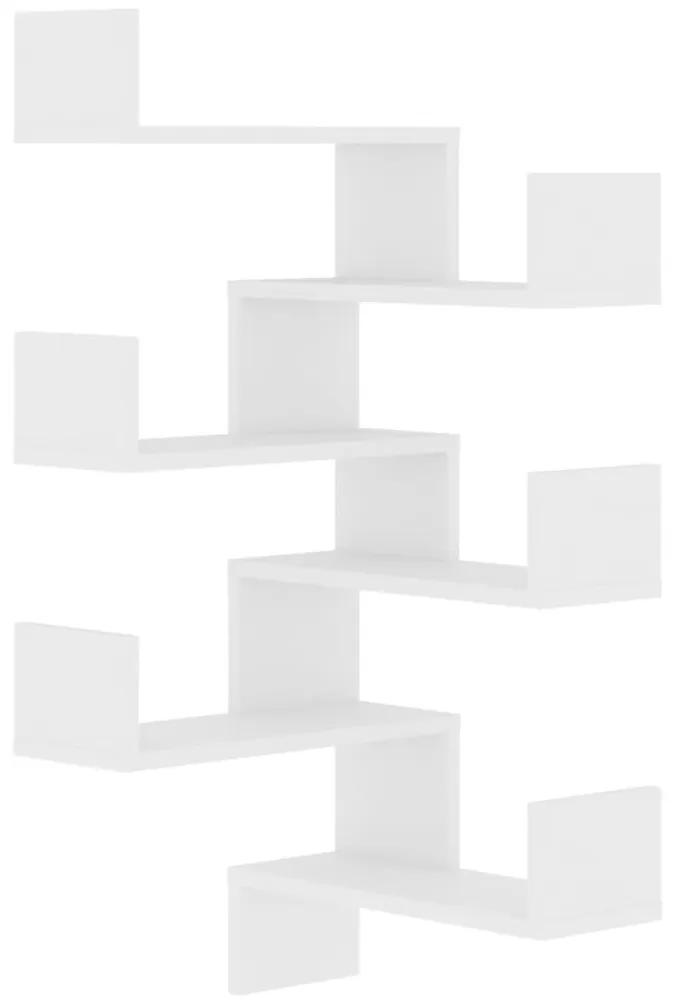 Γωνιακές Ραφιέρες Τοίχου 2 τεμ. Λευκές 40x40x50 εκ. Μοριοσανίδα - Λευκό