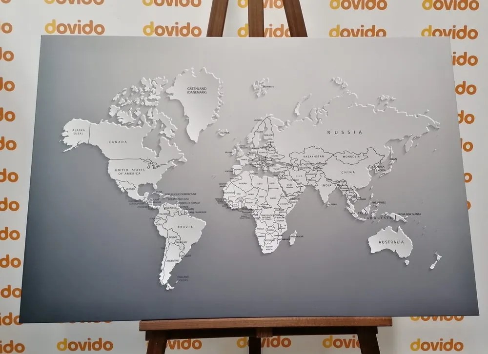 Εικόνα σε ασπρόμαυρο παγκόσμιο χάρτη από φελλό στο αρχικό σχέδιο - 90x60  smiley