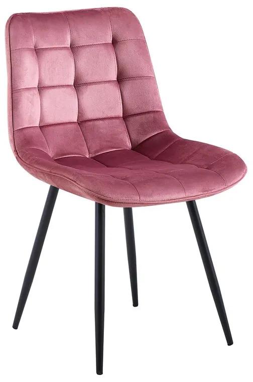MYRIAM-R Καρέκλα Τραπεζαρίας, Μέταλλο Βαφή Μαύρο, Ύφασμα Velure Απόχρωση Dirty Pink -  50x58x83cm