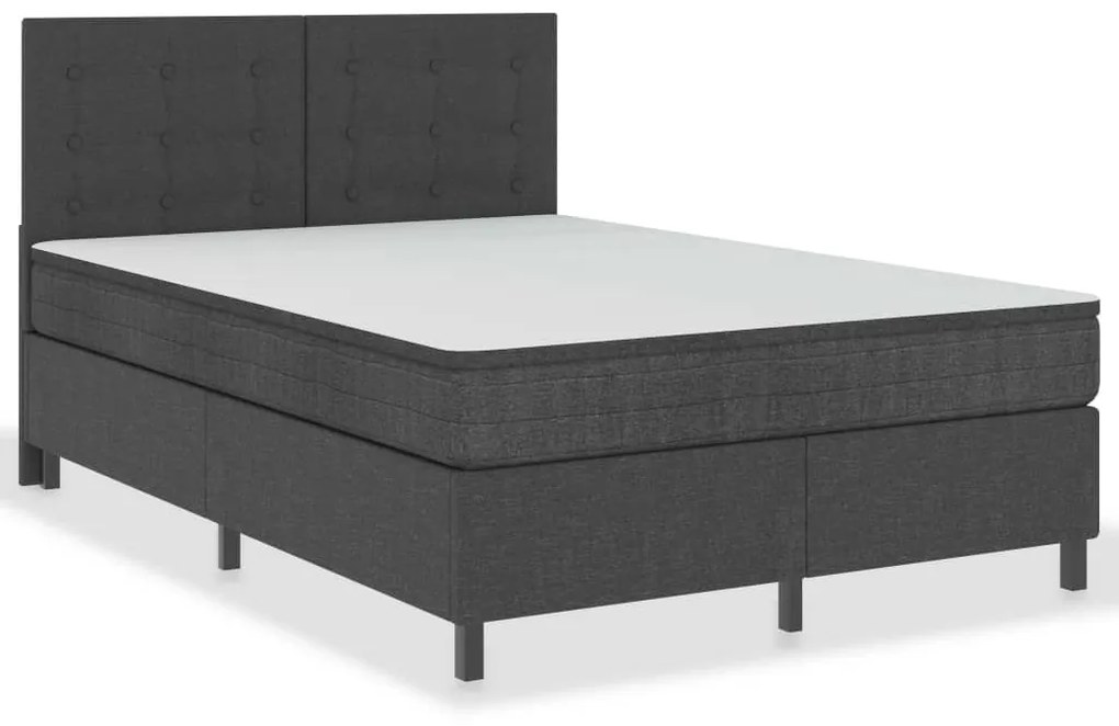 Κρεβάτι Boxspring Σκούρο Γκρι 140 x 200 εκ. Υφασμάτινο - Γκρι