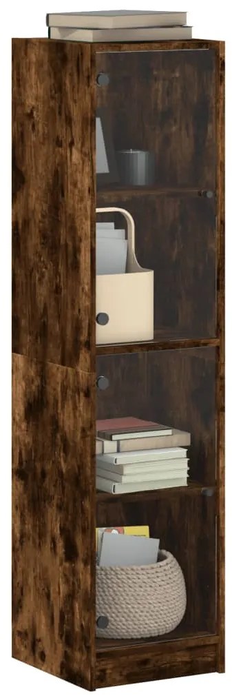 vidaXL Ντουλάπι Καπνιστή Δρυς 35x37x142 εκ. με Γυάλινες Πόρτες