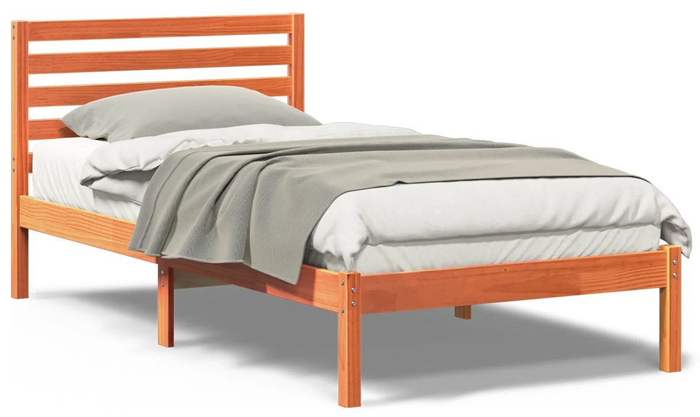 vidaXL Σκελετός Κρεβατιού Καφέ κεριού 90 x 190 cm Μασίφ ξύλο πεύκου