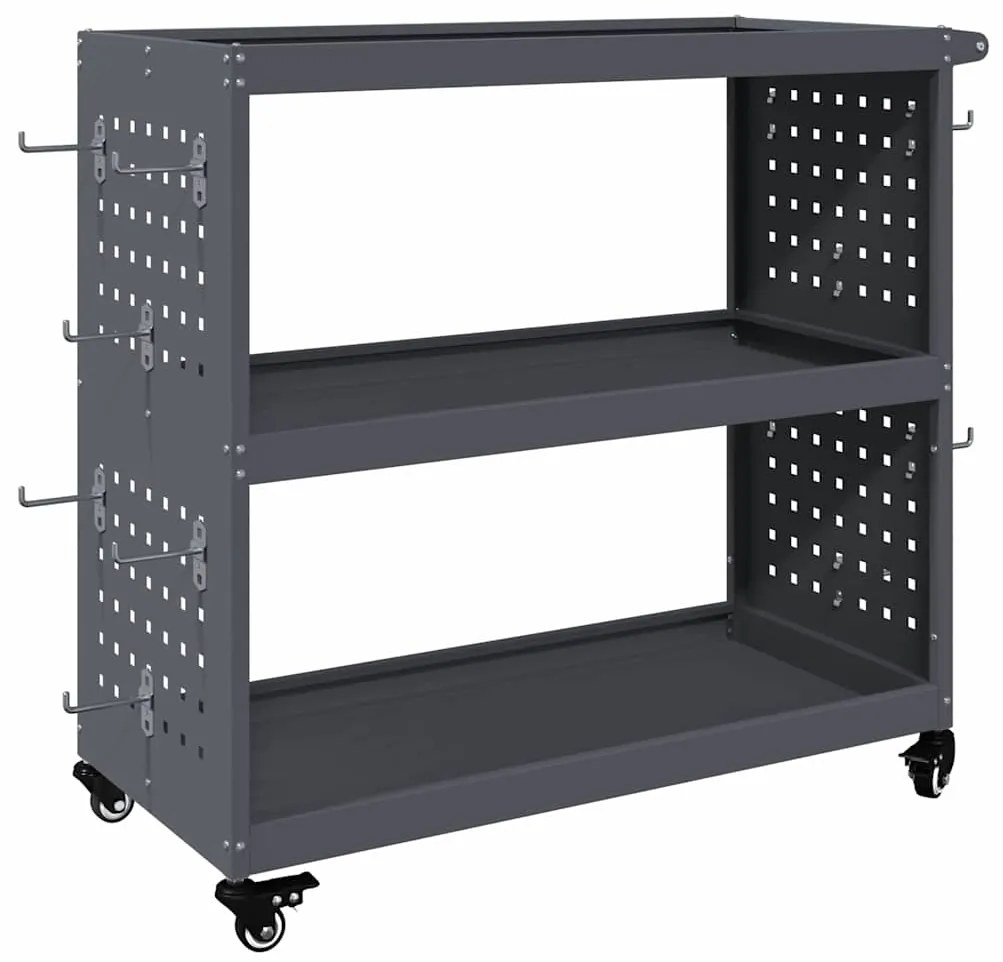 vidaXL Καρότσι εργαλείων με ράφι με τροχούς Ανθρακί 75 x 35 x 73 εκ.