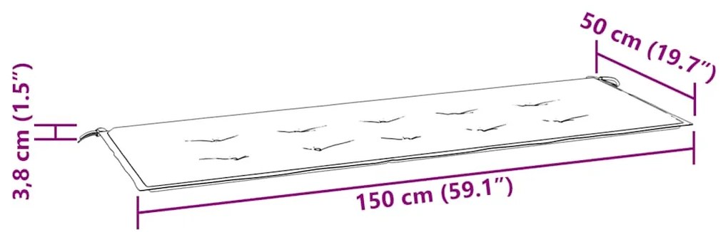 vidaXL Μαξιλάρι Πάγκου Κήπου Μπλε&Λευκό Ριγέ 150x50x4 εκ Ύφασμα Oxford