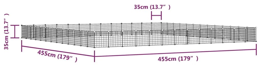 Κλουβί Κατοικίδιων με 52 Πάνελ + Πόρτα Μαύρο 35 x 35εκ Ατσάλινο - Μαύρο