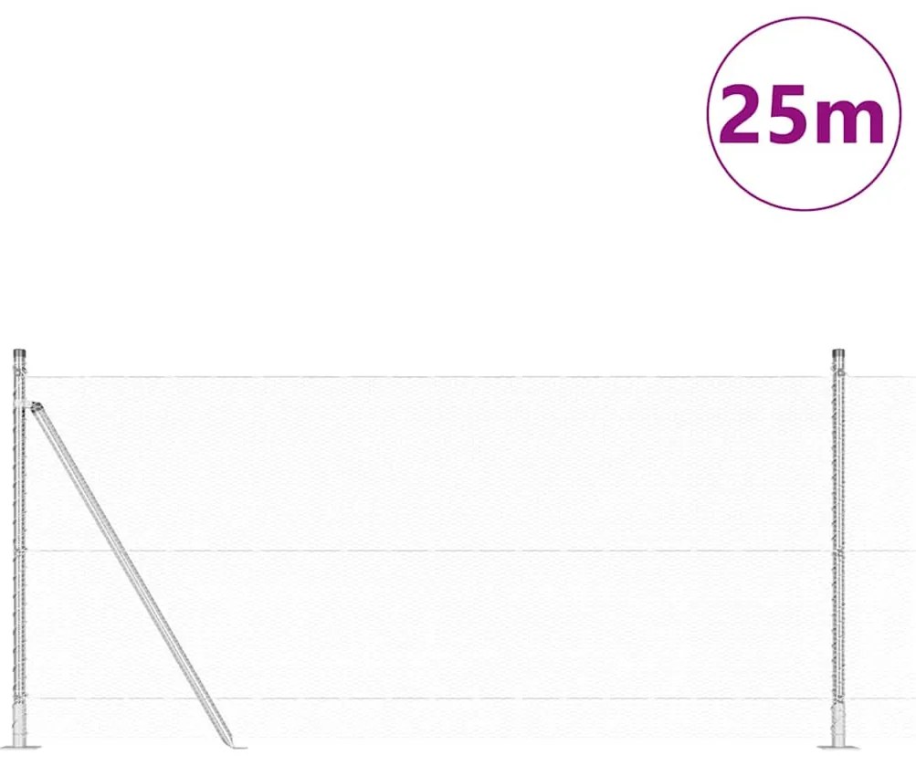 vidaXL Στύλος Περιφράξεων Ασημί 25 x 1 μ (13 mm πλέγμα) Ατσάλι