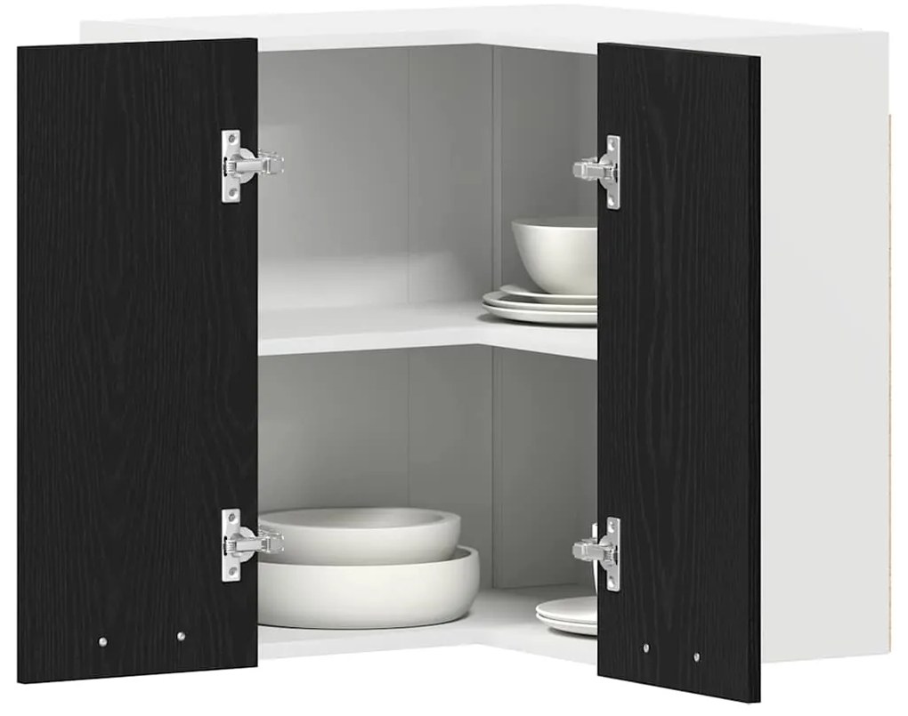 vidaXL Κρεμαστό ντουλάπι με ράφι Lyon Μαύρη Οξυά 57 x 57 x 60 εκ