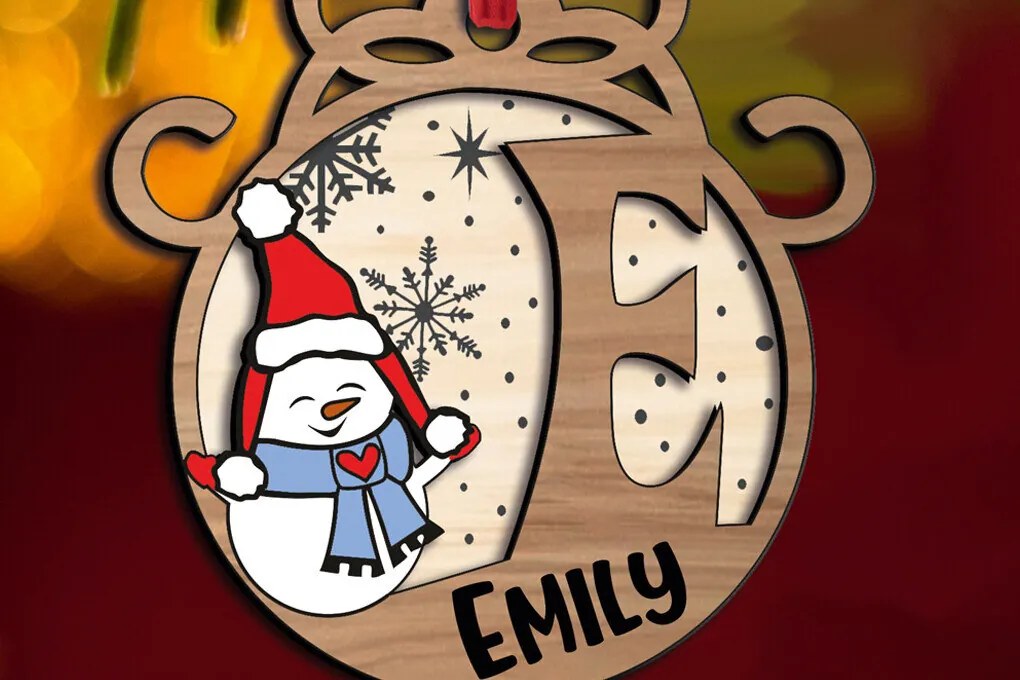 Σετ των 3 Intra απο ξύλο plywood 3mm-4mm πάχος Χριστουγεννιάτικο γράμμα χιονάνθρωπος E δώρο διακοπών Δίασταση 8x8 cm INTRAFABR-110407922