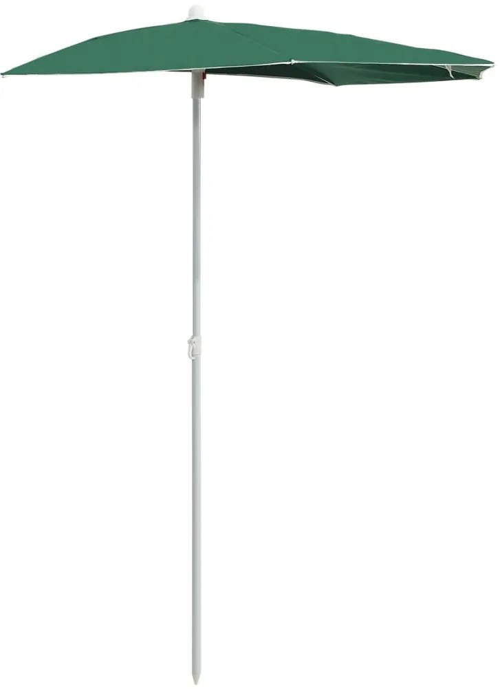 vidaXL Ομπρέλα Κήπου Μισή με Ιστό Πράσινη 180 x 90 εκ.