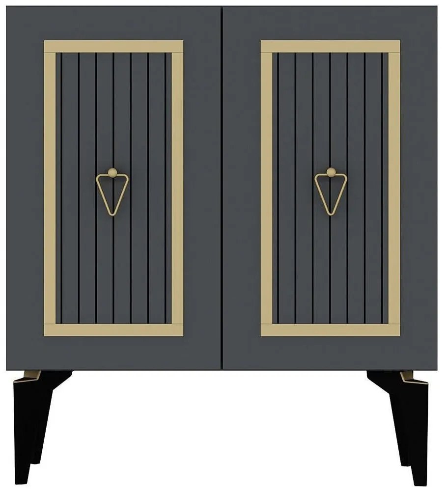 Μπουφές Capri 475OLV1758 75x40x79cm Anthracite-Gold Μοριοσανίδα, Μελαμίνη