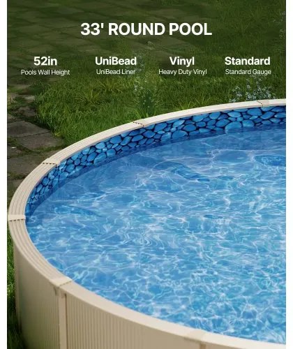 VEVOR Round Pool Liner 33ft Unibead Style Pool Liner 52in Wall Height