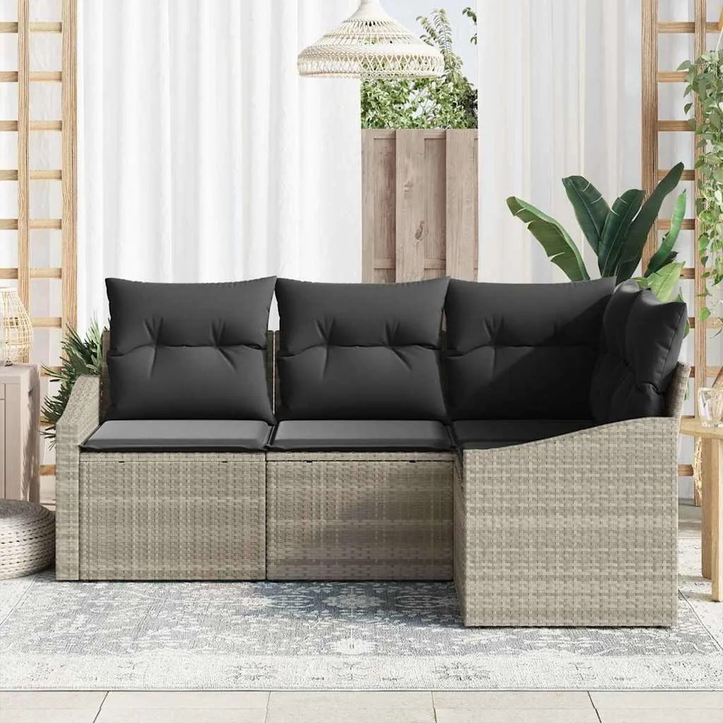 vidaXL Σέτ φαγητού για κήπο με μαξιλάρι 4 pcs Ανοιχτό γκρι