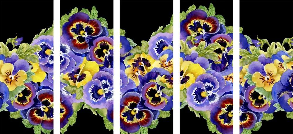 Πανέμορφο λουλουδάτο μοτίβο εικόνας 5 μερών - 100x50
