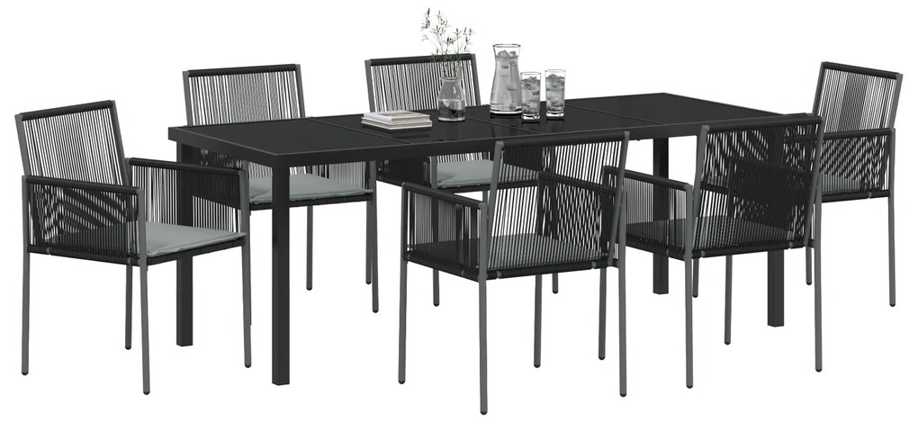 vidaXL Σετ των 4 Μαύρο Πολυ Ρατάν 54x60.5x83.5 εκ Ανθεκτικό