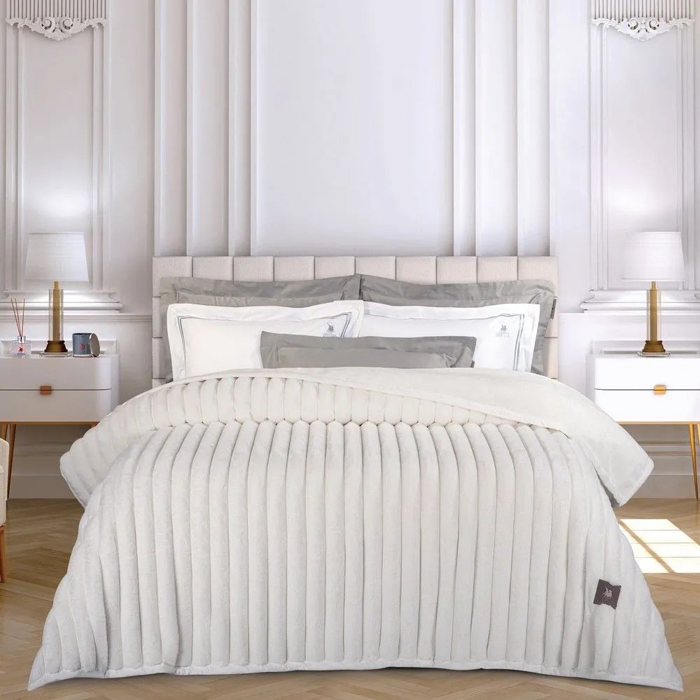 Κουβέρτα 3477 Faux Fur-Flannel White Greenwich Polo Club Υπέρδιπλo 220x240cm Πολυέστερ