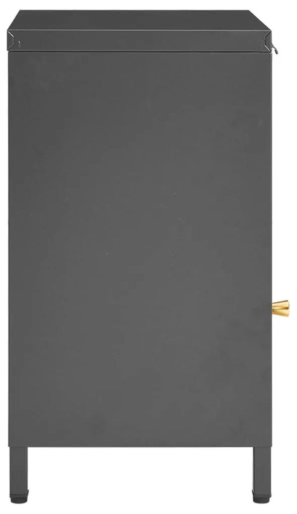 vidaXL Κομοδίνα 2 τεμ. Ανθρακί 40 x 30 x 54,5 εκ. από Ατσάλι / Γυαλί