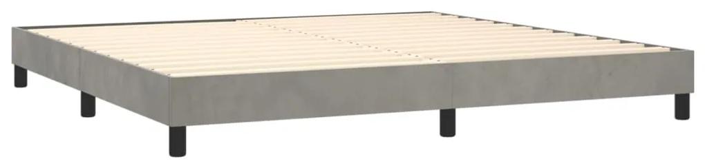 Κρεβάτι Boxspring με Στρώμα Ανοιχτό Γκρι 200x200 εκ. Βελούδινο - Γκρι