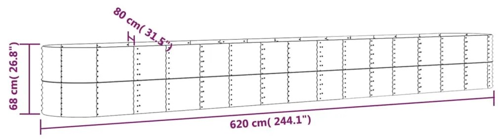 vidaXL Ζαρντινιέρα Γκρι 620x80x68 εκ. Ατσάλι με Ηλεκτρ. Βαφή Πούδρας