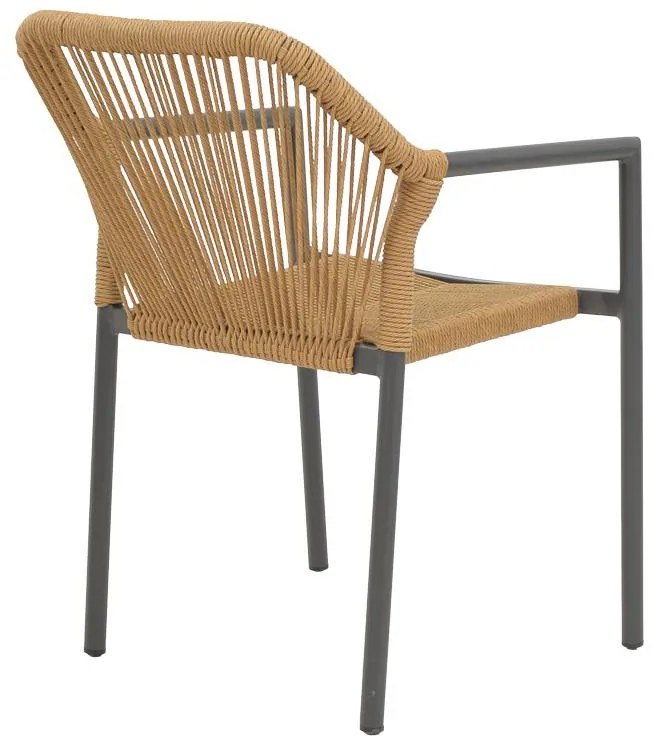 Καρέκλα - Πολυθρόνα αλουμινίου Lush στοιβαζόμενη ανθρακί σκελετός-φυσικό rattan 56x59x80 εκ. 56x59x80 εκ.