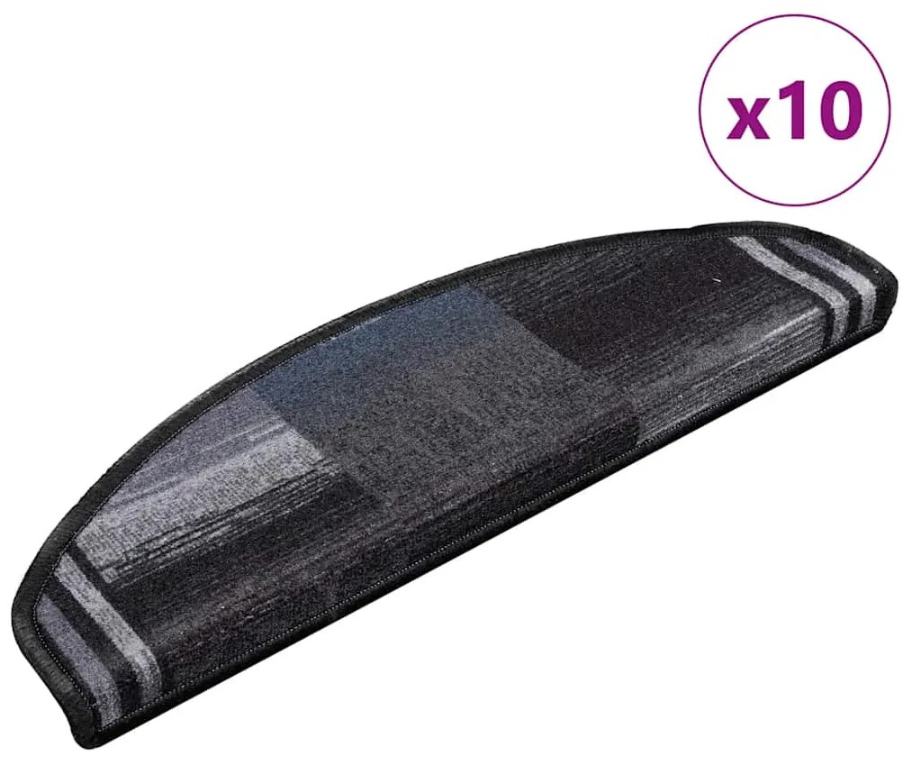vidaXL Πατάκια Σκάλας Αυτοκόλλητα 10 τεμ. Μαύρα/Γκρι 65x21x4 εκ.