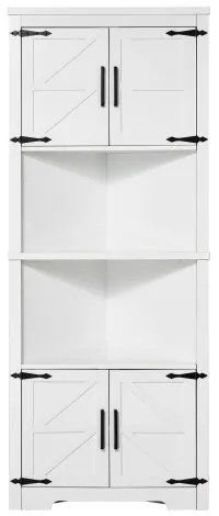VEVOR 68&quot; Corner Storage Cabinet with 4 Wooden Doors &amp; Adjustable Shelves White