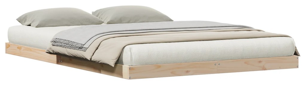 vidaXL Κρεβάτι δαπέδου Φυσικό 140 x 210 cm Μασίφ ξύλο πεύκου