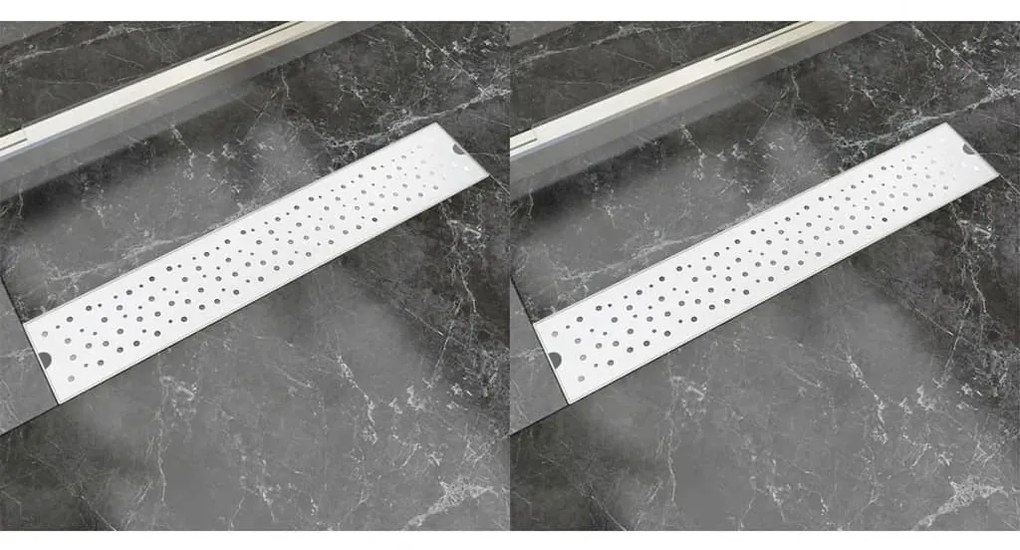 vidaXL Σιφόνια Ντουζιέρας Γραμμμικά 2 τεμ. 630x140 χιλ Ανοξείδ. Ατσάλι