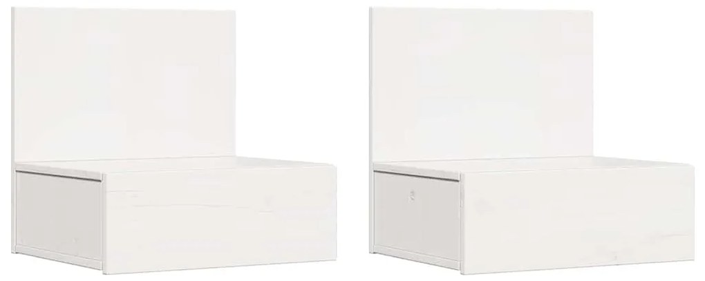 vidaXL Κομοδίνο 2 pcs Λευκό 42 x 32.5 x 40 εκ Μασίφ ξύλο πεύκου