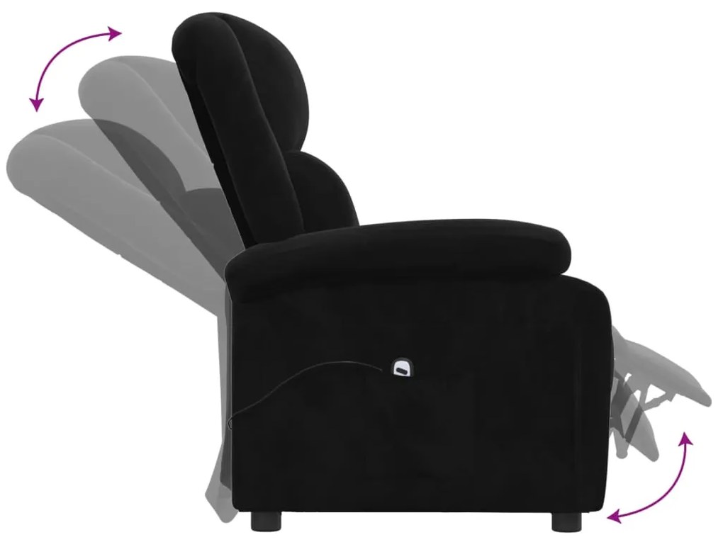 vidaXL Πολυθρόνα Ανακλινόμενη Ηλεκτρική Μαύρη Βελούδινη