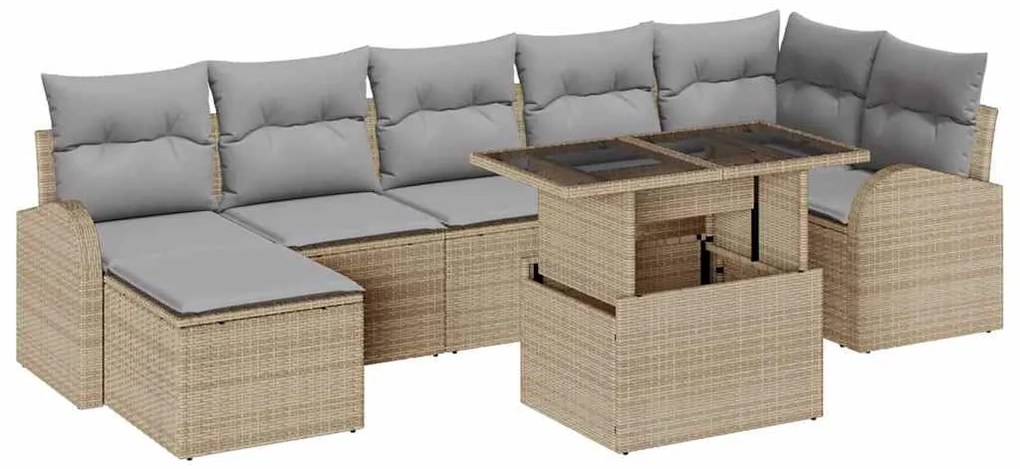 vidaXL Σετ Καναπέ Κήπου με μαξιλάρι 8 pcs μπεζ και ανοιχτό γκρι