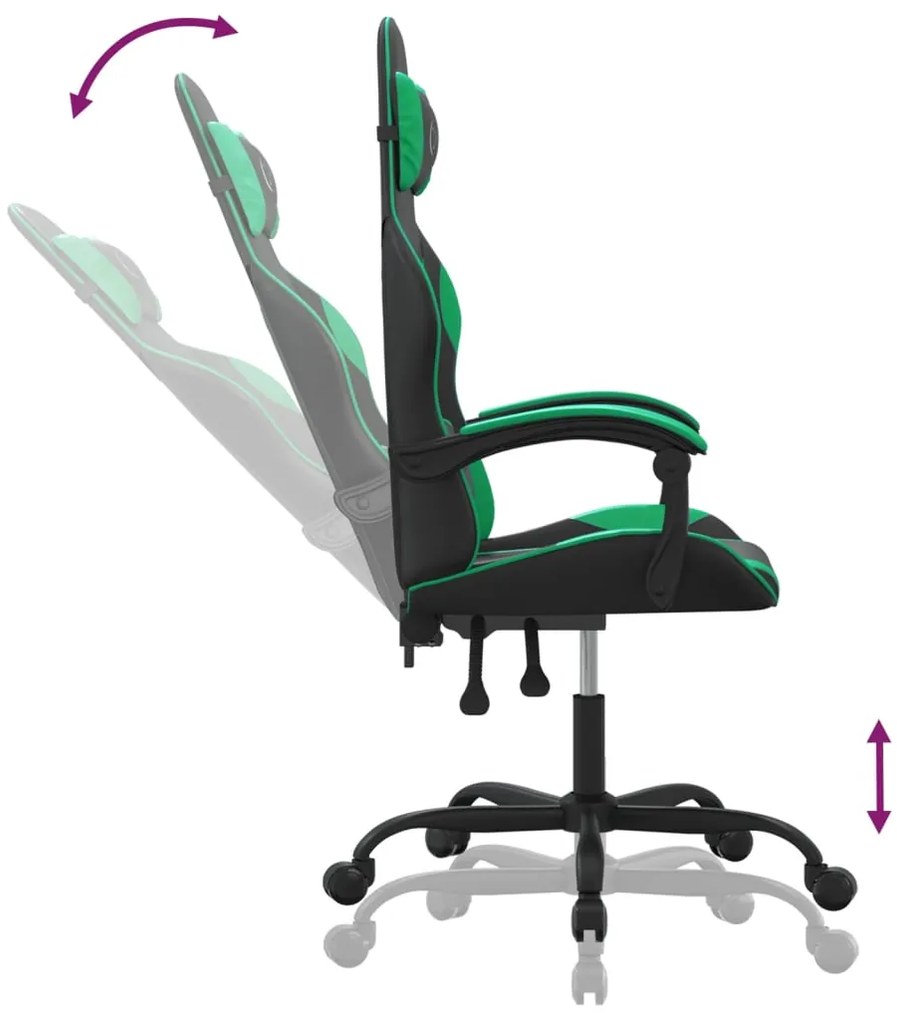 vidaXL Καρέκλα Gaming Μαύρο/πράσινο από Συνθετικό Δέρμα