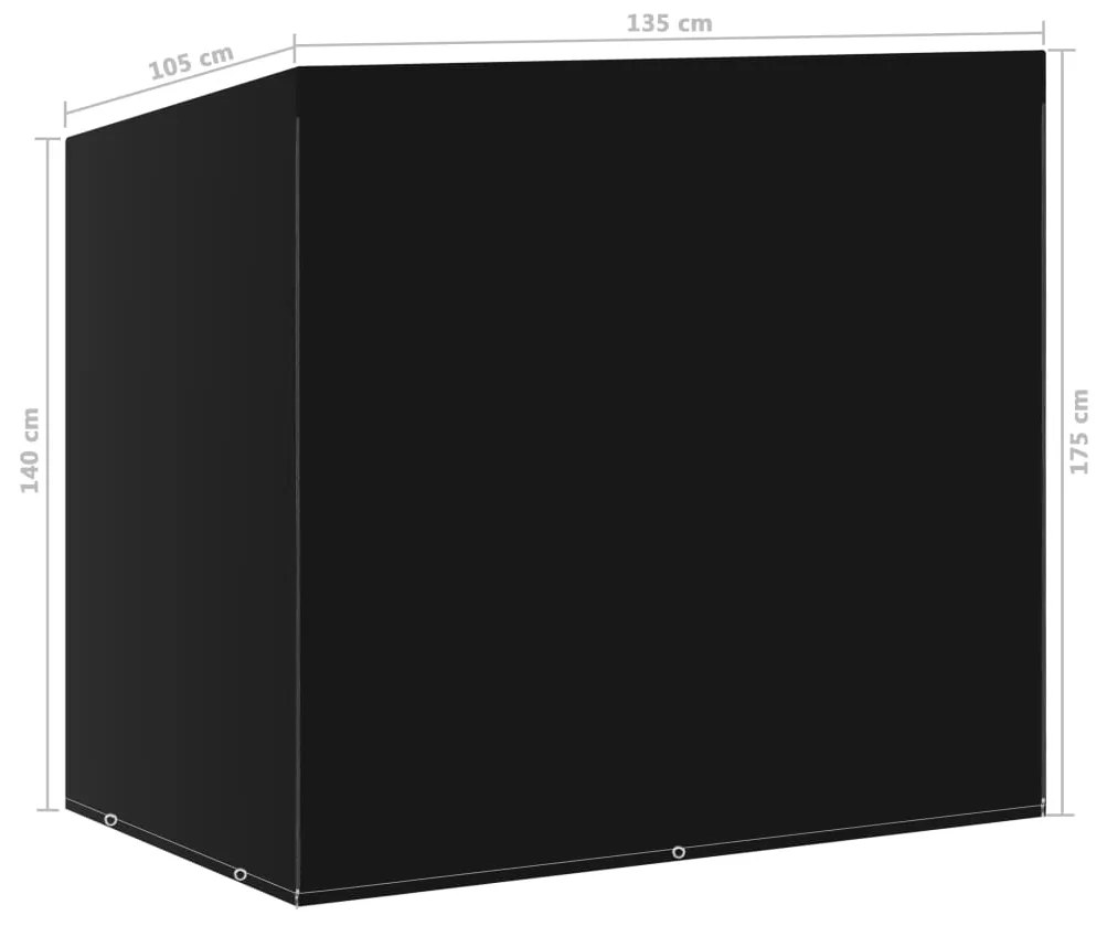 Κάλυμμα Κούνιας Κήπου με 6 Κρίκους 135 x 105 x 175 εκ. - Μαύρο