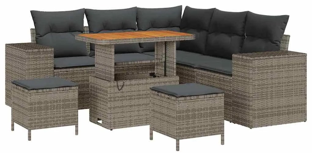 vidaXL Σετ Καναπέ Κήπου 8 pcs Γκρι συνθετικό ρατάν