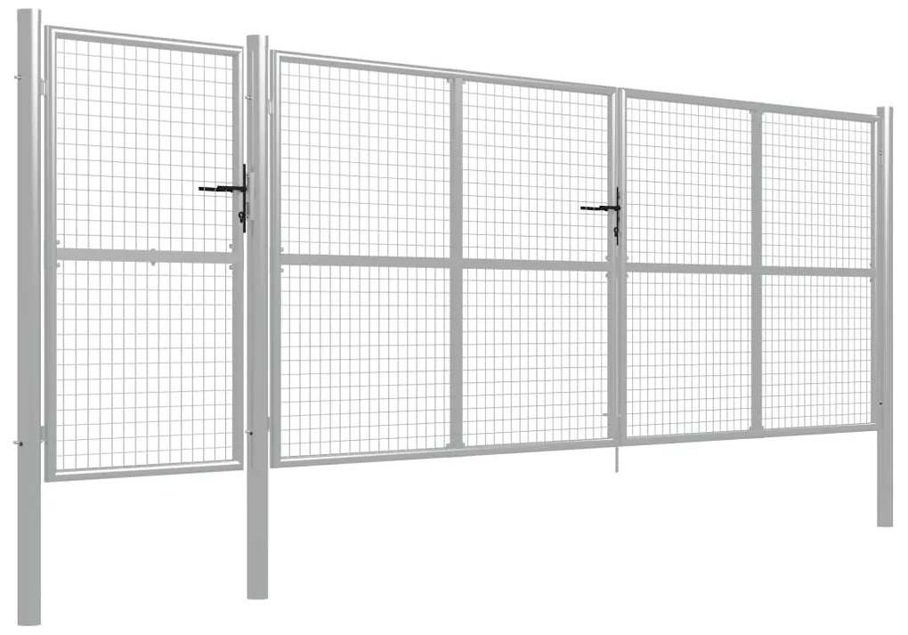 vidaXL Πόρτα Περίφραξης Κήπου Ασημί 500 x 150 εκ. Ατσάλινη